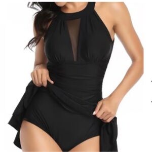 Heat Move One Piece Mesh Back Mesh Down the Front Skirt over Bottoms 3X